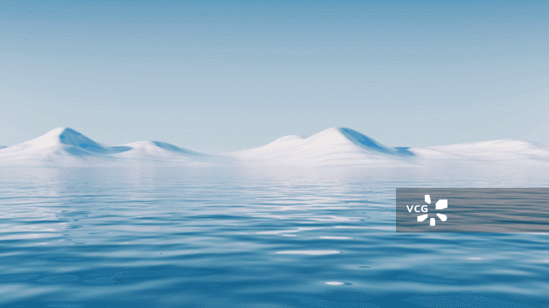 户外流动的水面与地形3D渲染图片素材