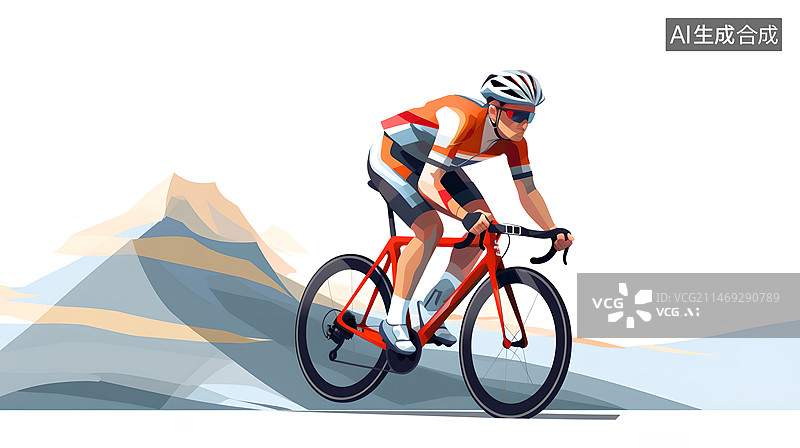【AI数字艺术】骑自行车插画图片素材