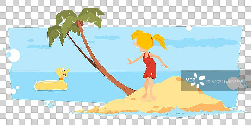 在荒岛上使用互联网和手机的女人图片素材