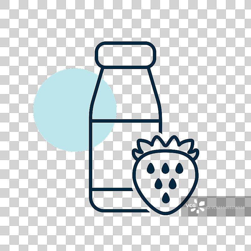 草莓味饮用酸奶瓶图片素材