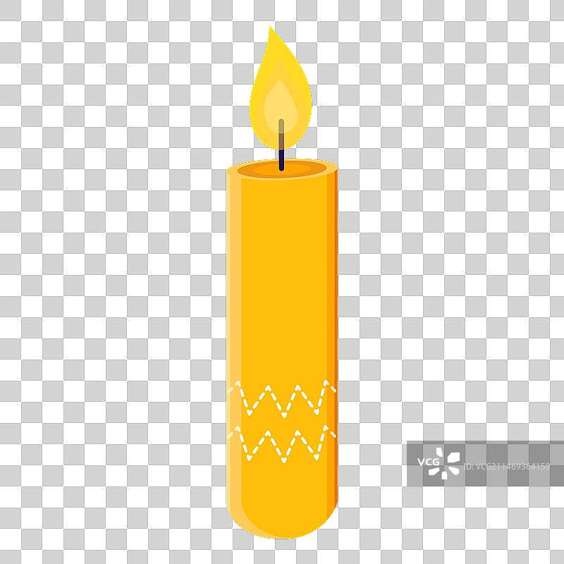 圣诞节燃烧的蜡烛卡通风格图标图片素材