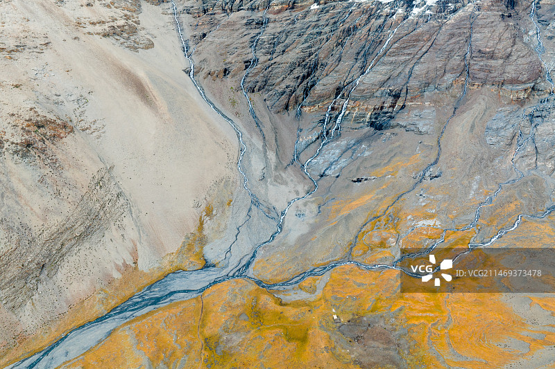 卡若拉冰川脚下的河流图片素材