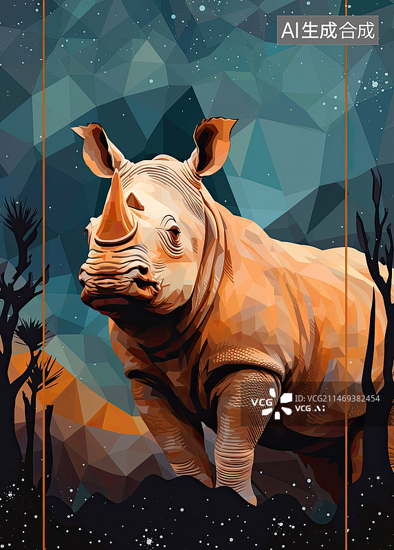 【AI数字艺术】竖构图犀牛壁纸图片素材
