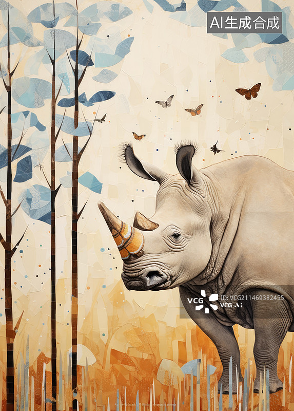 【AI数字艺术】竖构图犀牛壁纸图片素材