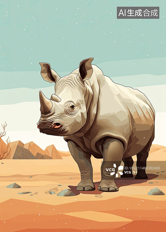 【AI数字艺术】竖构图犀牛壁纸图片素材