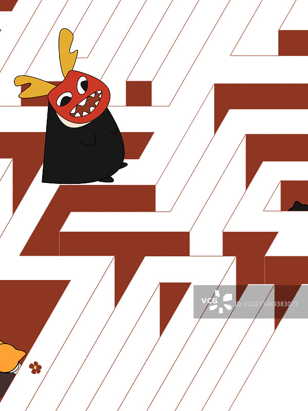 迷宫躲猫猫平面插画图片素材