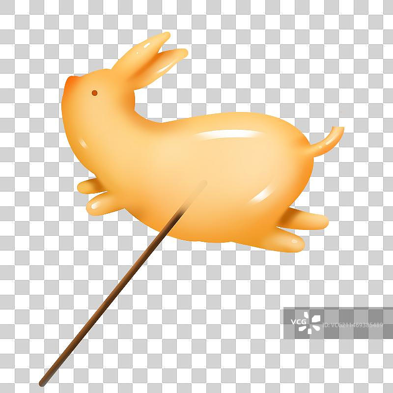 手绘吹糖人之兔子造型免抠元素图片素材