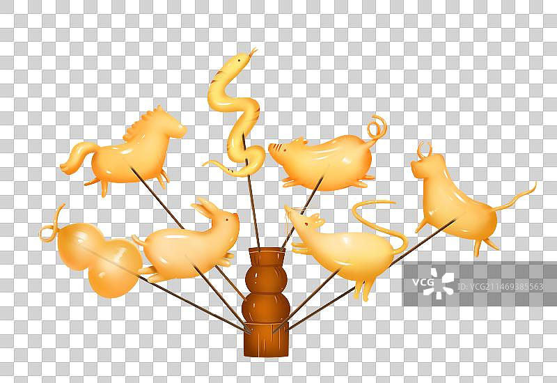 手绘之糖人造型和葫芦造型底座免抠元素图片素材