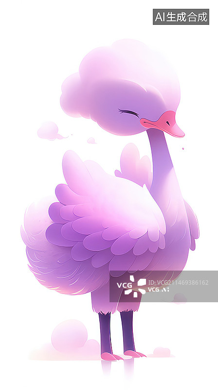 【AI数字艺术】可爱的火烈鸟卡通形象图片素材