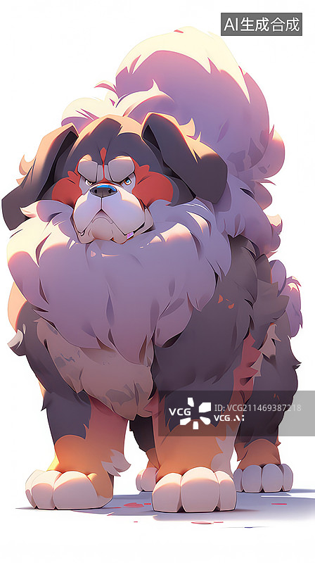 【AI数字艺术】可爱的藏獒犬卡通形象图片素材