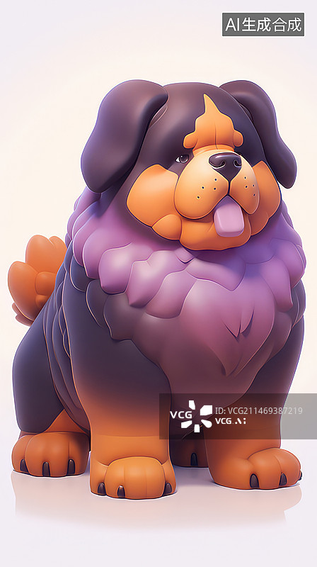 【AI数字艺术】可爱的藏獒犬卡通形象图片素材