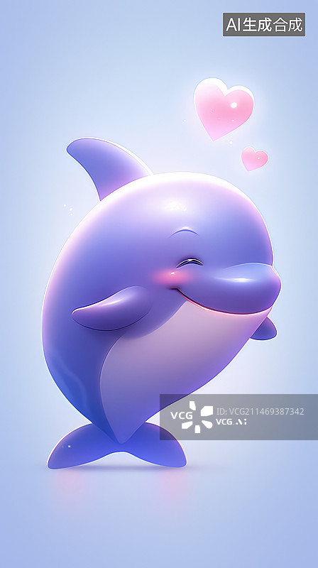 【AI数字艺术】可爱的小海豚卡通形象图片素材