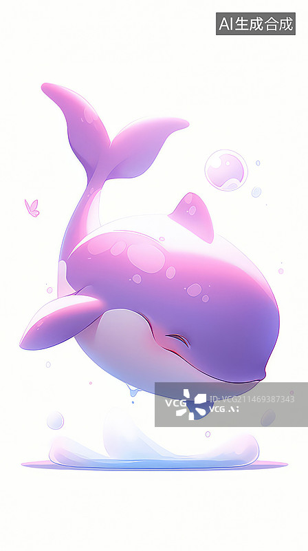 【AI数字艺术】可爱的小海豚卡通形象图片素材