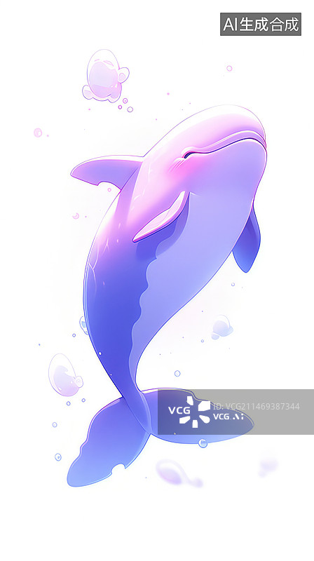 【AI数字艺术】可爱的小海豚卡通形象图片素材