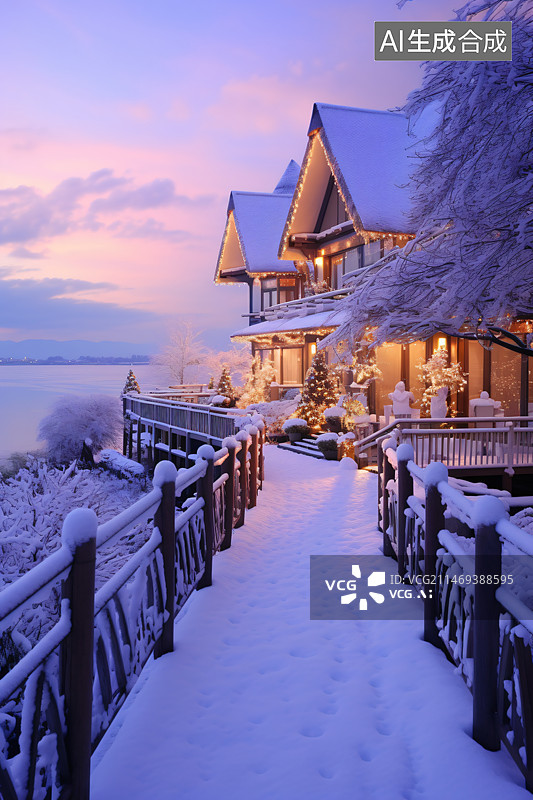 【AI数字艺术】唯美雪景图片素材