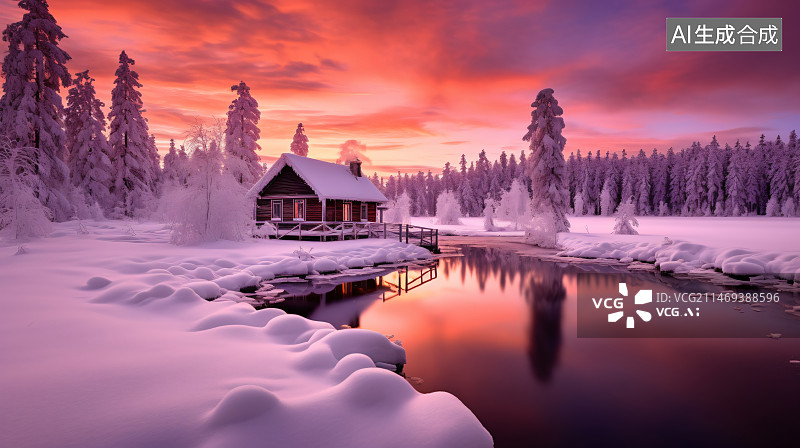 【AI数字艺术】唯美雪景图片素材
