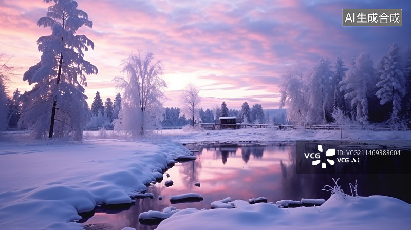【AI数字艺术】唯美雪景图片素材