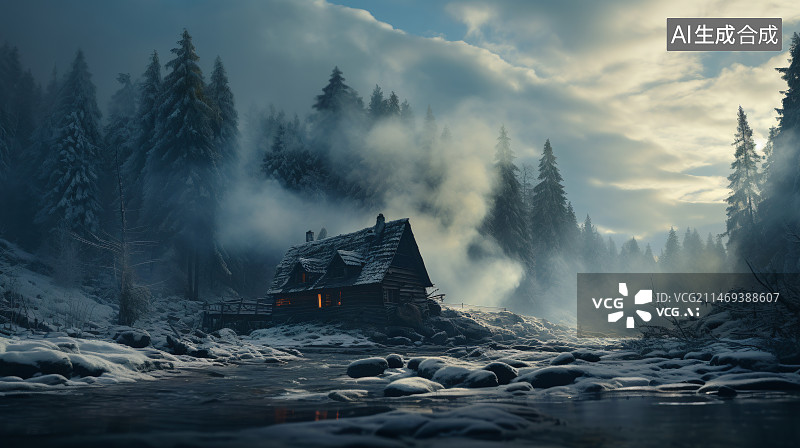 【AI数字艺术】唯美雪景图片素材