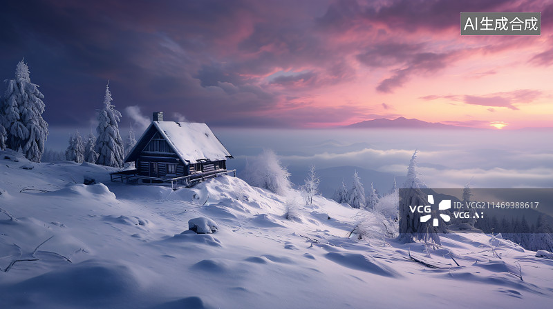 【AI数字艺术】唯美雪景图片素材