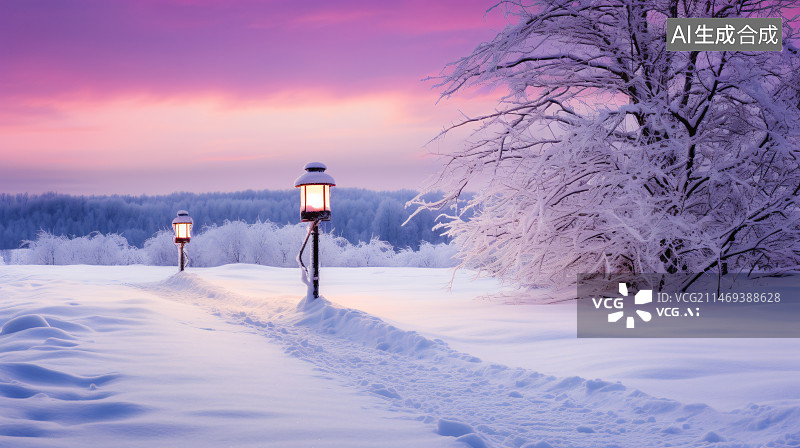 【AI数字艺术】唯美雪景图片素材