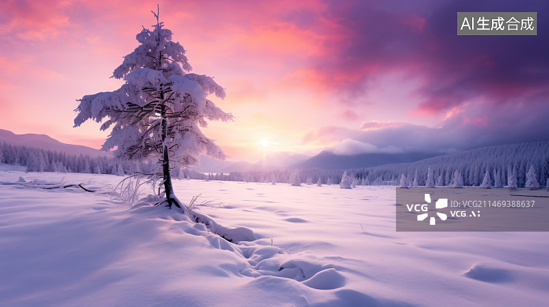 【AI数字艺术】唯美雪景图片素材