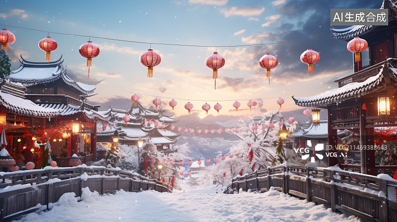 【AI数字艺术】唯美雪景图片素材