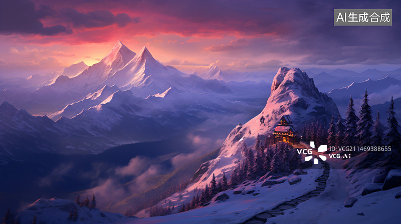 【AI数字艺术】唯美雪景图片素材