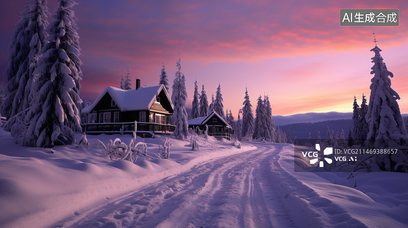 【AI数字艺术】唯美雪景图片素材
