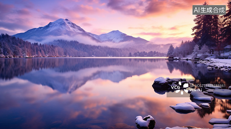 【AI数字艺术】唯美雪景图片素材