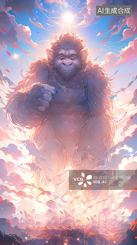 【AI数字艺术】十二生肖神话形象-猴子图片素材