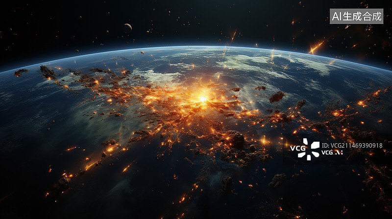 【AI数字艺术】宇宙中爆炸的星球图片素材