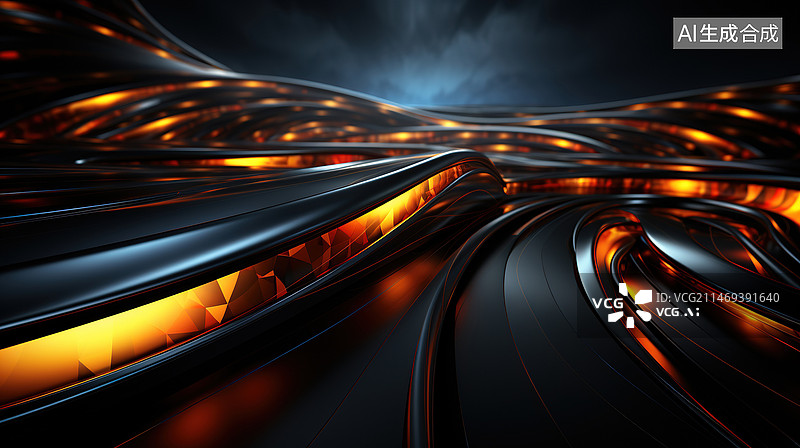 【AI数字艺术】黑金色3d流光素材图片素材