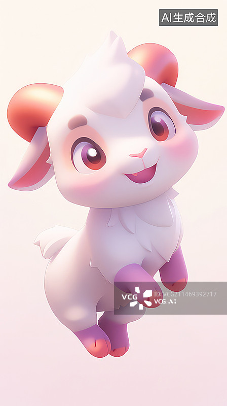 【AI数字艺术】可爱的小山羊卡通形象图片素材