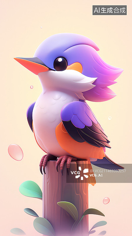 【AI数字艺术】可爱的啄木鸟卡通形象图片素材