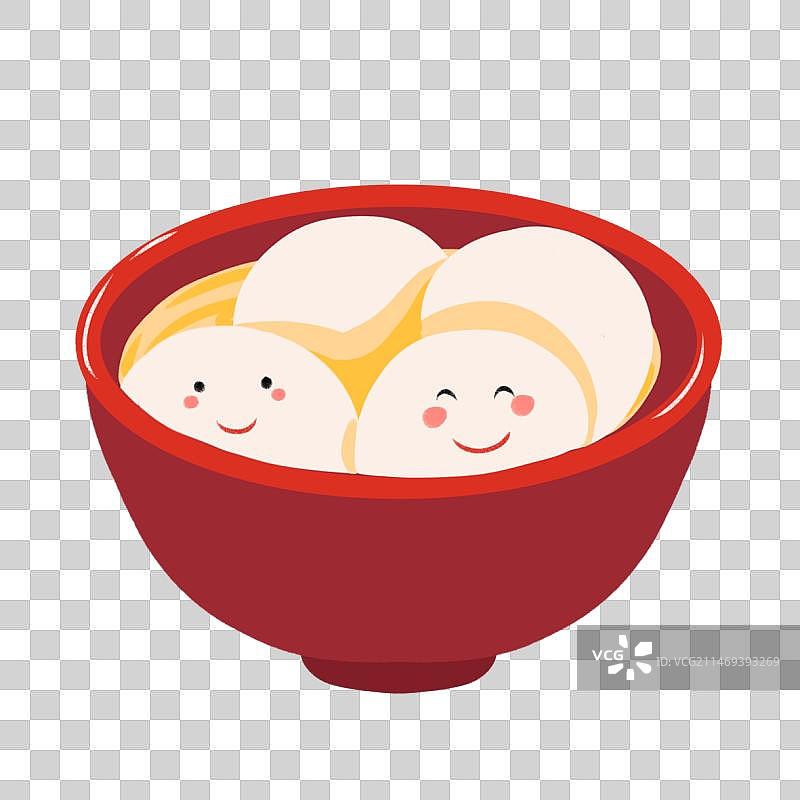 可爱的卡通一碗汤圆插画 元旦节日节气 插图素材图片素材