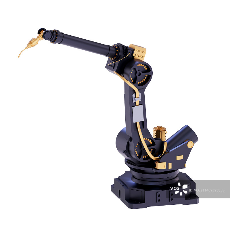 白色背景下AI智能科技机械臂的特写镜头图片素材