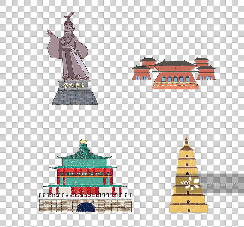 西安建筑元素图片素材