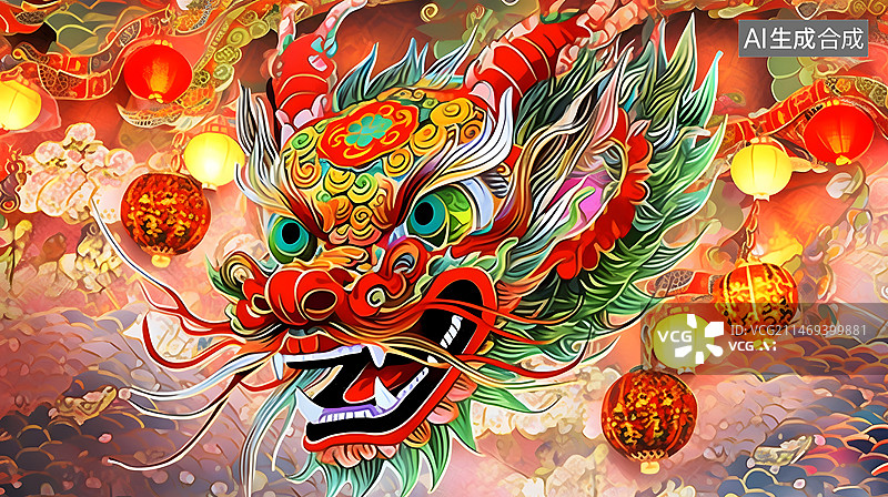 【AI数字艺术】写实霸气复古喜庆龙图片素材