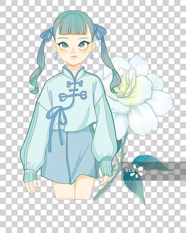 栀子和女孩图片素材