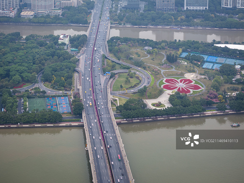 花城，珠江，广州大桥，广州大道，二沙岛，宏城公园，二沙岛艺术公园，海心桥图片素材