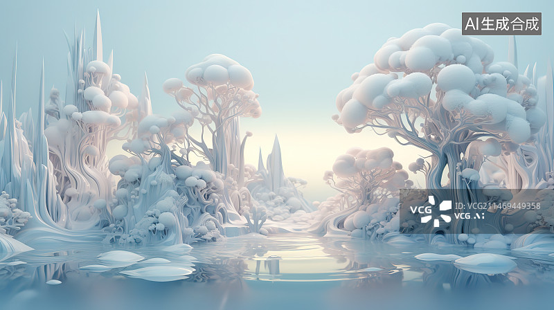 【AI数字艺术】冬季的冰山和浮冰图片素材