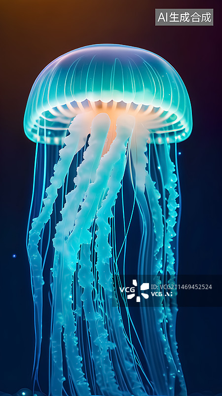 【AI数字艺术】深海水母图片素材