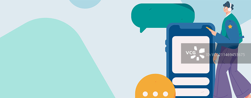 虚拟的人物社交沟通概念商业扁平矢量手绘插画图片素材