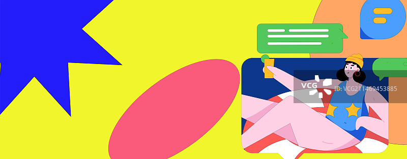 虚拟的人物社交沟通概念商业扁平矢量手绘插画图片素材