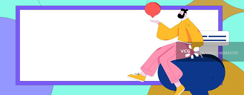 虚拟的人物社交沟通概念商业扁平矢量手绘插画图片素材