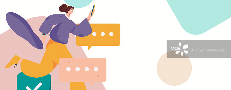 虚拟的人物社交沟通概念商业扁平矢量手绘插画图片素材