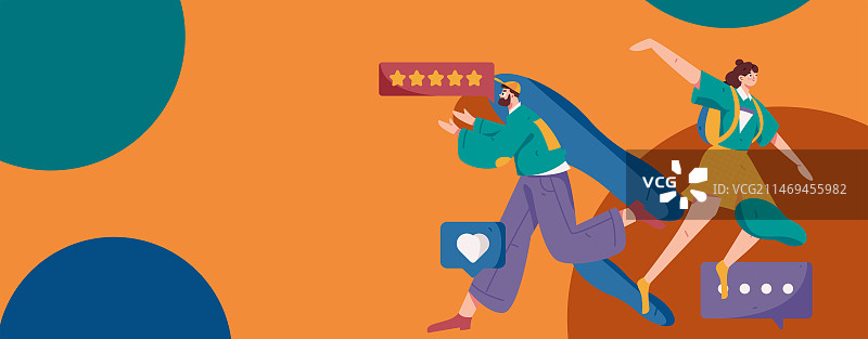 虚拟的人物社交沟通概念商业扁平矢量手绘插画图片素材