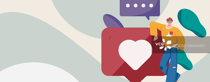 虚拟的人物社交沟通概念商业扁平矢量手绘插画图片素材