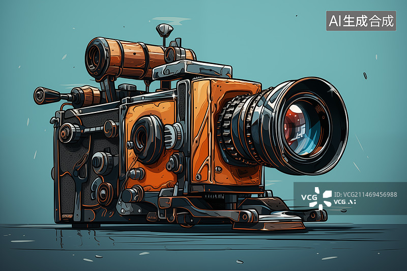 【AI数字艺术】漫画风格古典胶片摄像机图片素材