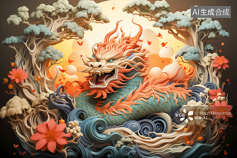 【AI数字艺术】十二生肖中国龙图片素材